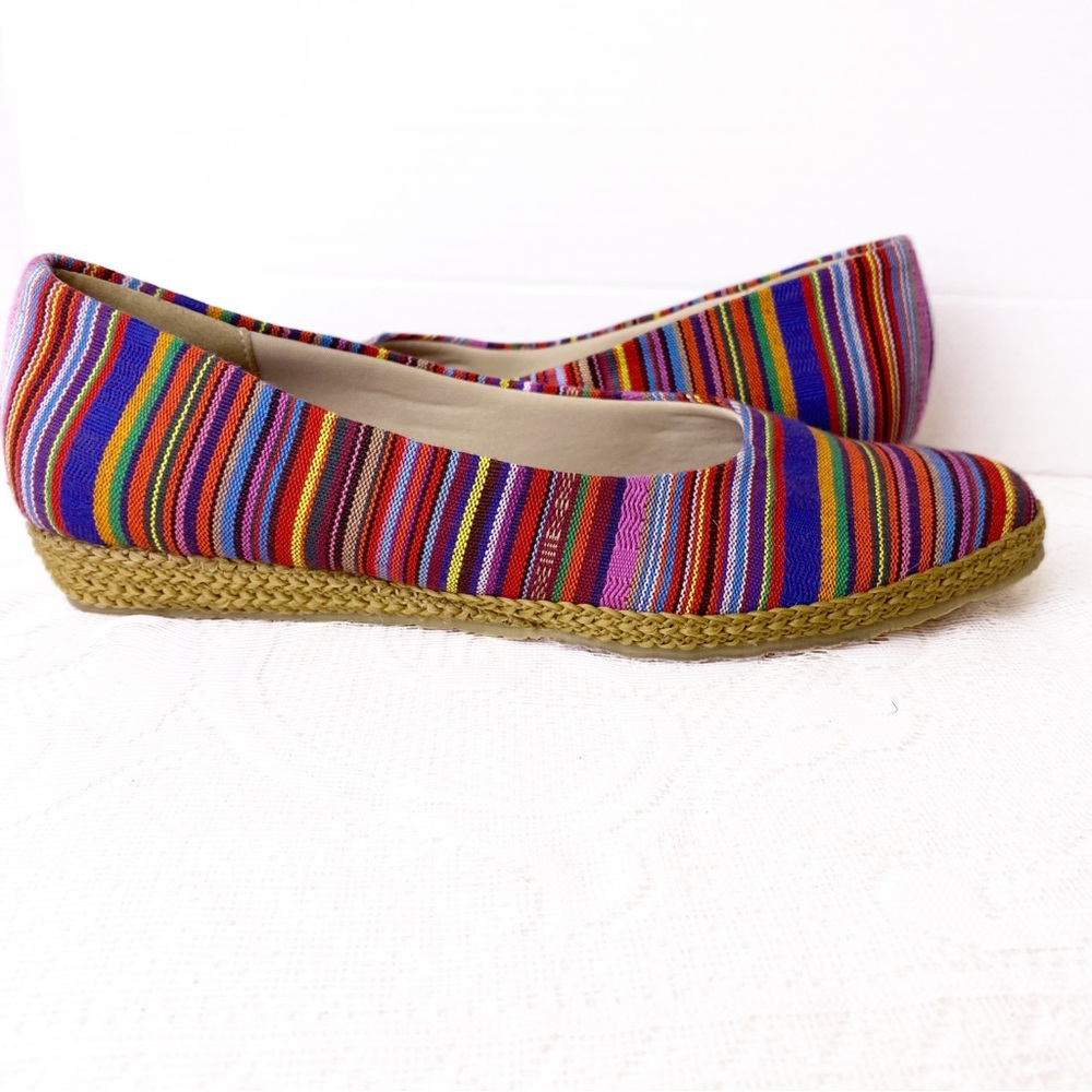 Beacon Phoenix Multicolor Slip On Striped Ballet Espadrilles Wedge Stripe  8.5